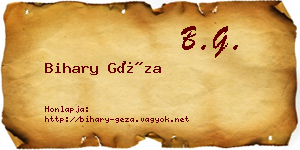 Bihary Géza névjegykártya