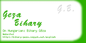 geza bihary business card