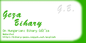 geza bihary business card